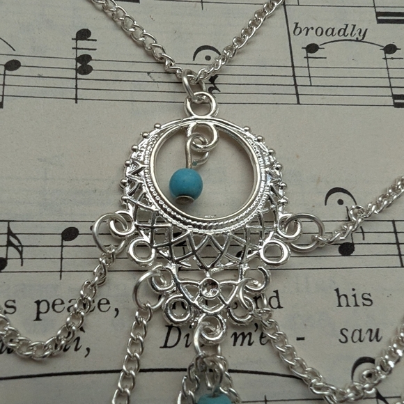 Elegant Silver and Turquoise Layered Ankle Bracelet - Picture 4 of 7